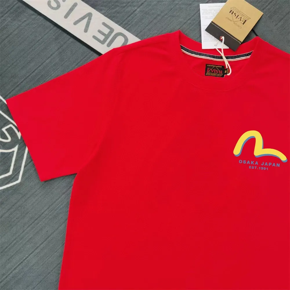 Evisu 2025New Arrival T ⚠ Quality⚠ Same Style T 。 ，Black S-XXL，White S-XXL，Gray M-XXL，Red S-XXL， Red M-XXL